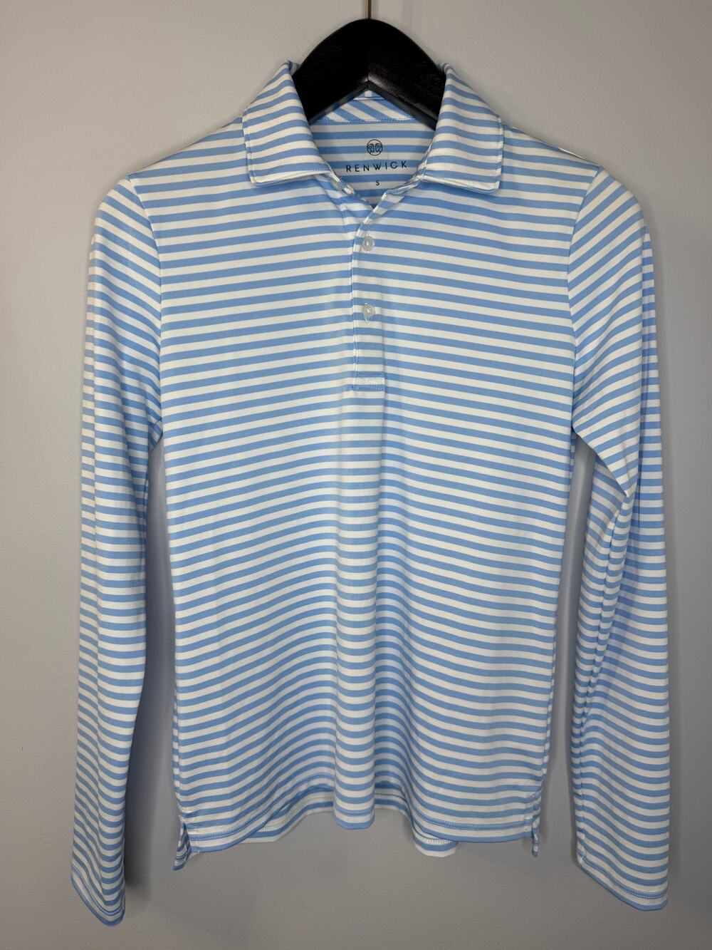 Renwick Long Sleeve Puff Sleeve Cotton Stripe Polo Shirt Women's S